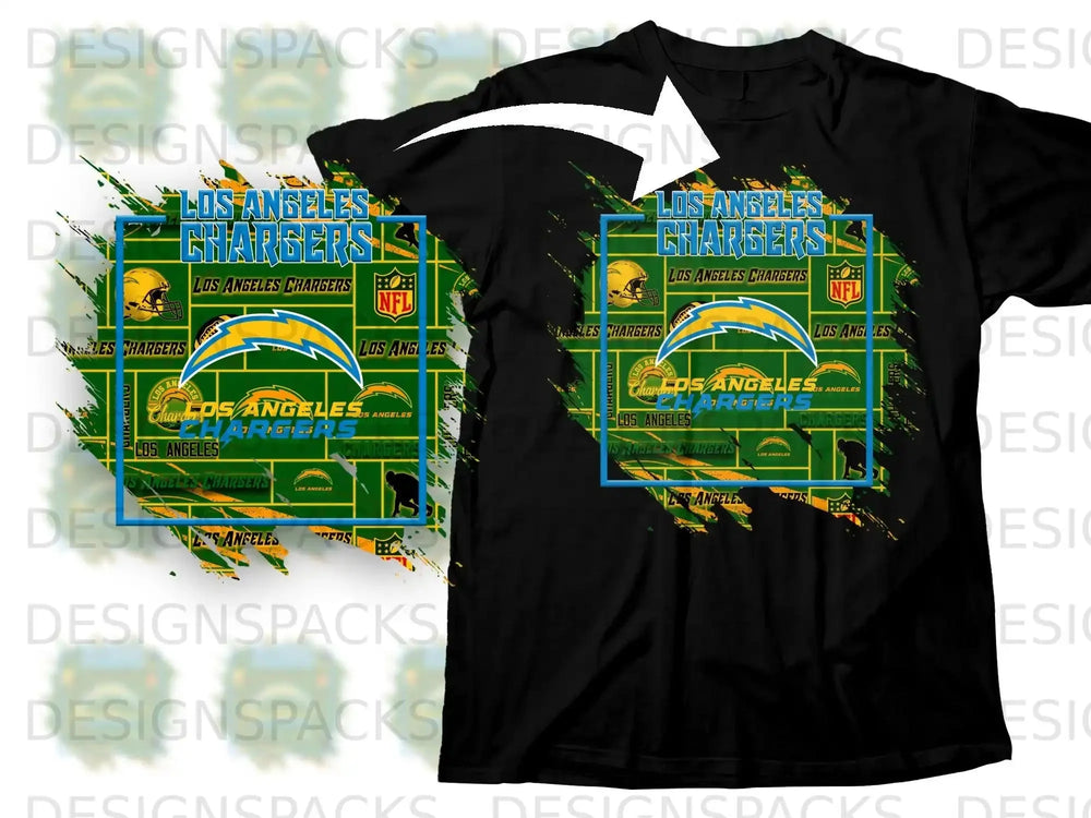 Los Angeles Chargers Green and Black Graphic Tee