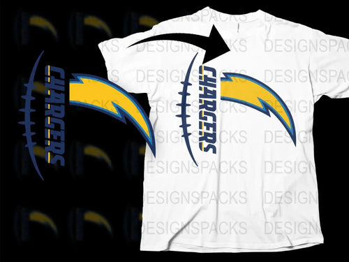 Chargers Inspired T-Shirt, Bold Lightning Graphic, Sports Fan Apparel, Casual White Tee
