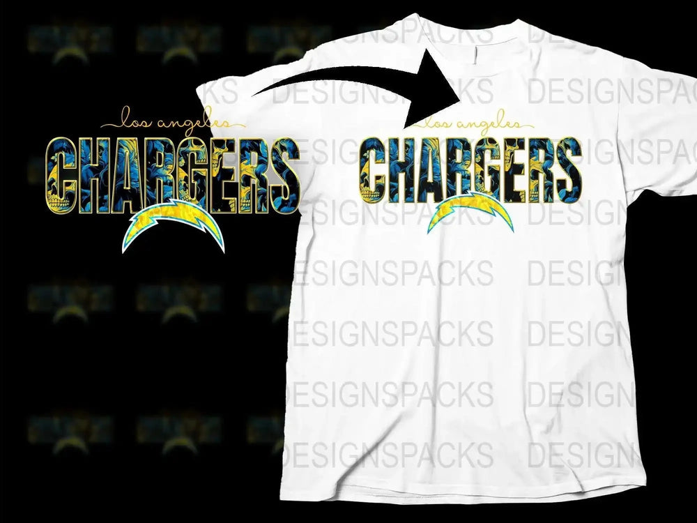 Los Angeles Chargers T-Shirt, Bold Graphic Design, White Tee, Sports Fan Apparel, NFL Team Logo Shirt