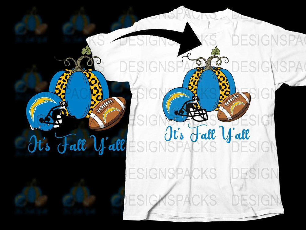 Fall Themed T-Shirt, Football Design, It's Fall Y'all Quote, Pumpkin Graphic, Sports Tee
