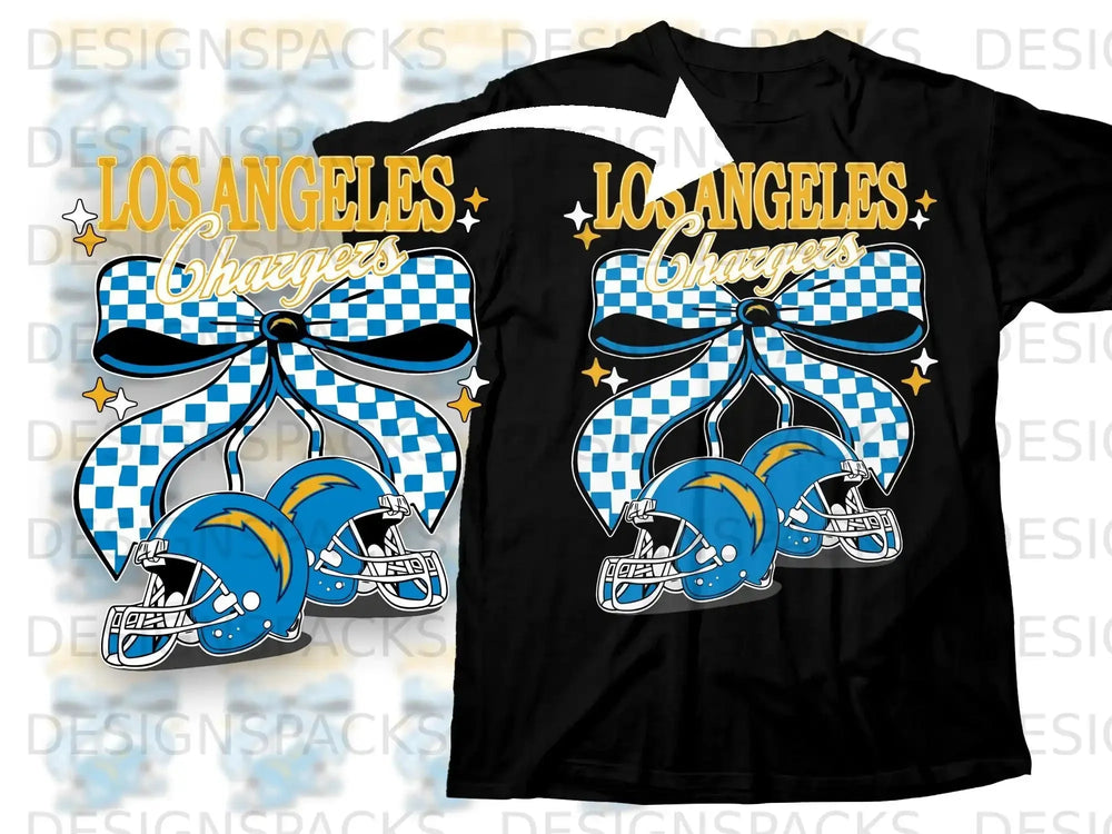 Los Angeles Chargers Checkered Ribbon Football Design Shirt