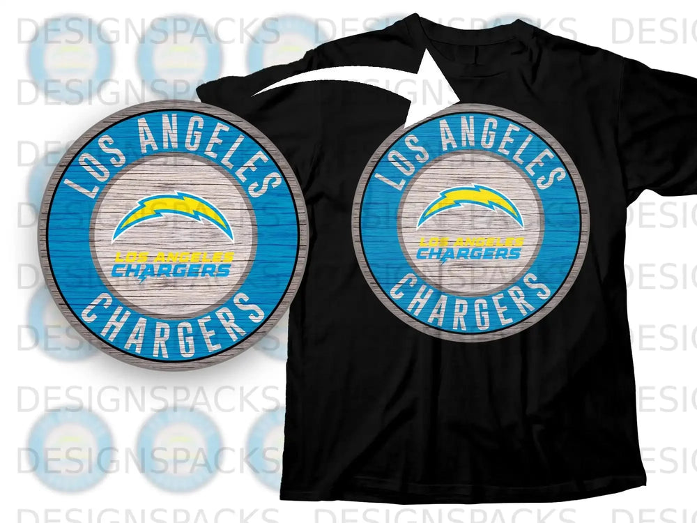 Los Angeles Chargers Wooden Design Black Shirt