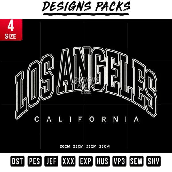 Los Angeles double outline Embroidery Design 