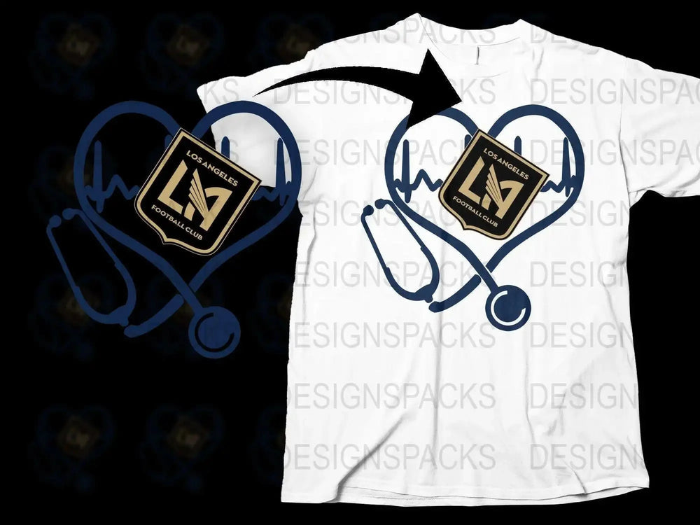 Los Angeles Football Club Heartbeat Design Png Digital Download