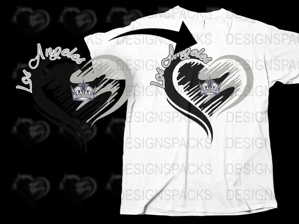 Los Angeles Heart Graphic Kings Design Png Digital Download