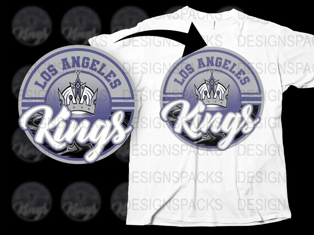 Los Angeles Kings Logo Grey and Black Graphic Png Digital Download