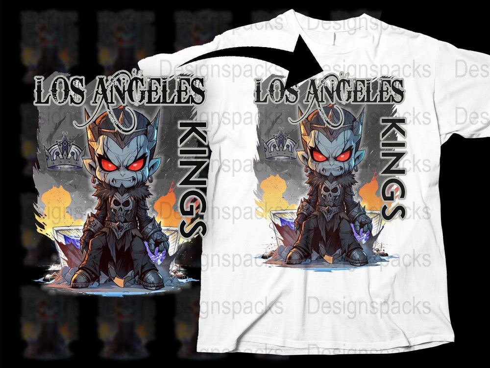 Los Angeles Kings Fantasy Monster Graphic T-Shirt, Men's Casual Wear, Unique Illustration Tee, Cool Street Style, Gift for Hockey Fans