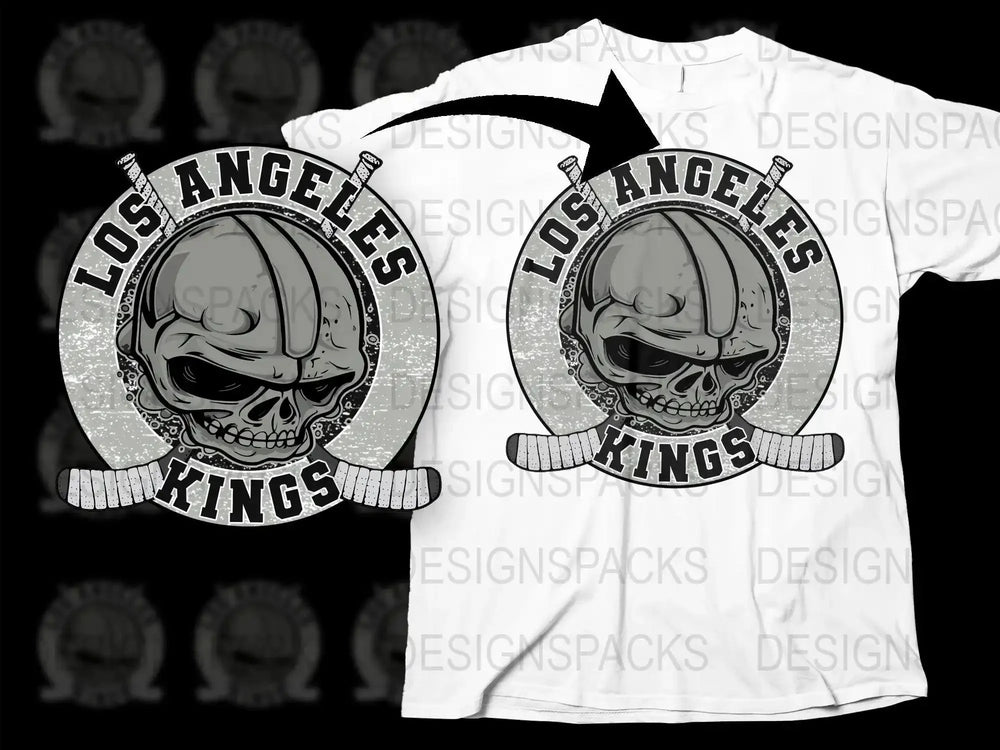 Los Angeles Kings Skull Graphic Design Png Digital Download