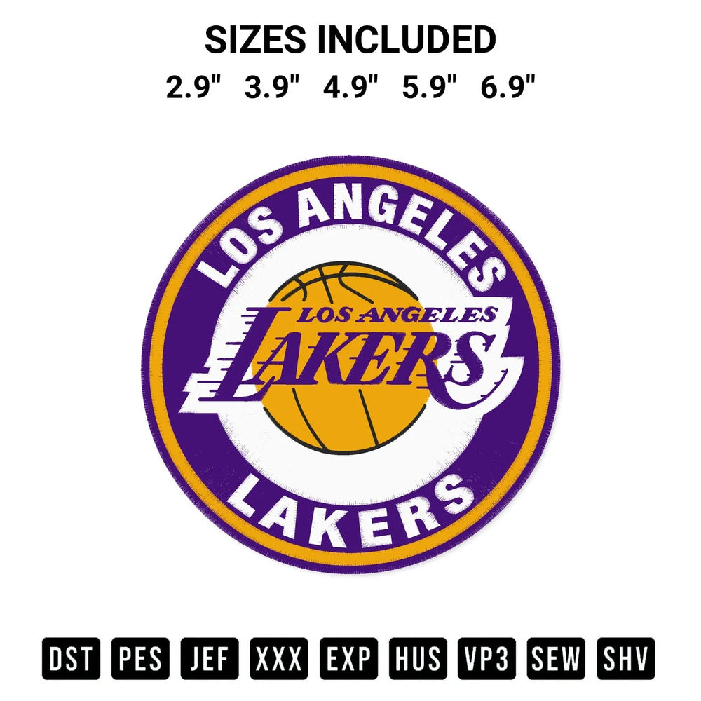 Los Angeles Lakers Circle Logo Embroidery Design