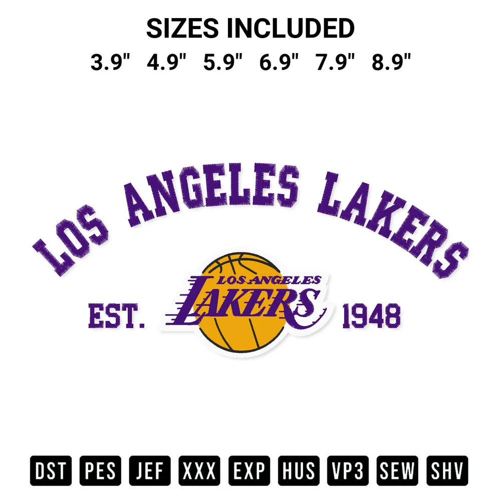 Los Angeles Lakers Est 1948 Embroidery Design