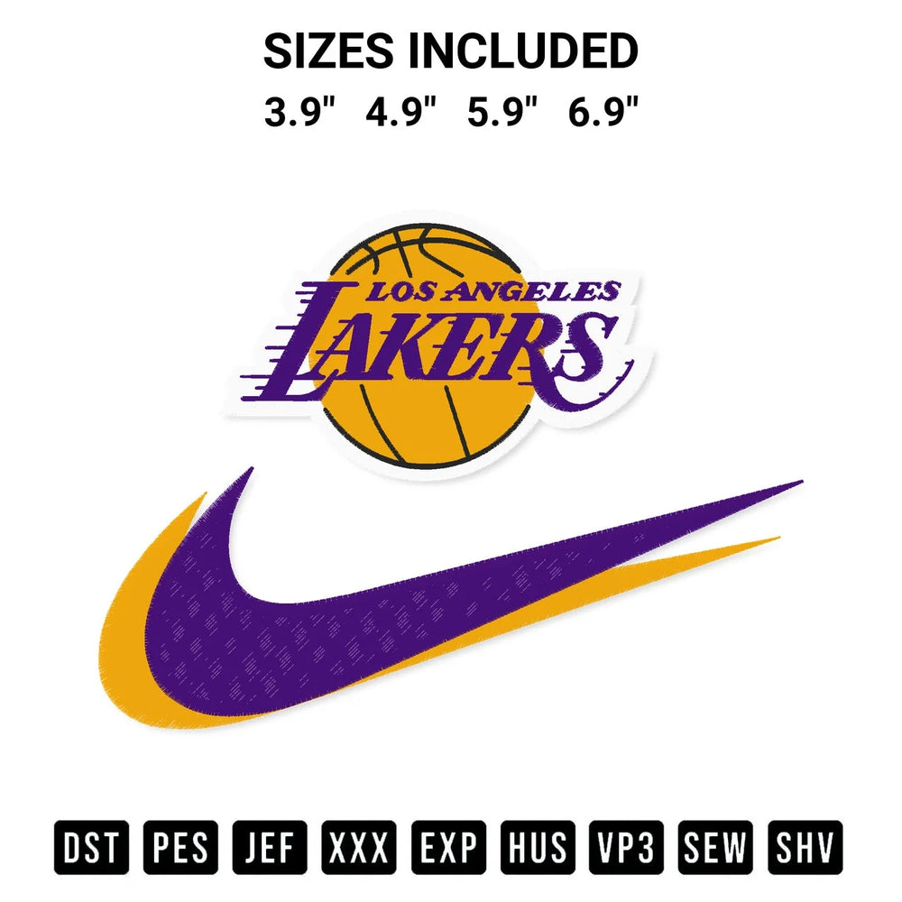 Los Angeles Lakers Swoosh Embroidery Design