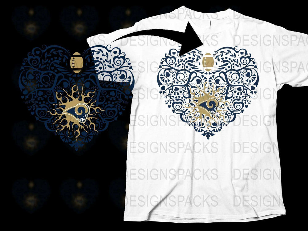 Ornate Heart Design T-Shirt, Blue and Gold Filigree, Romantic Style Tee, Unisex Fashion Top, Elegant Graphic Shirt for All Occasions