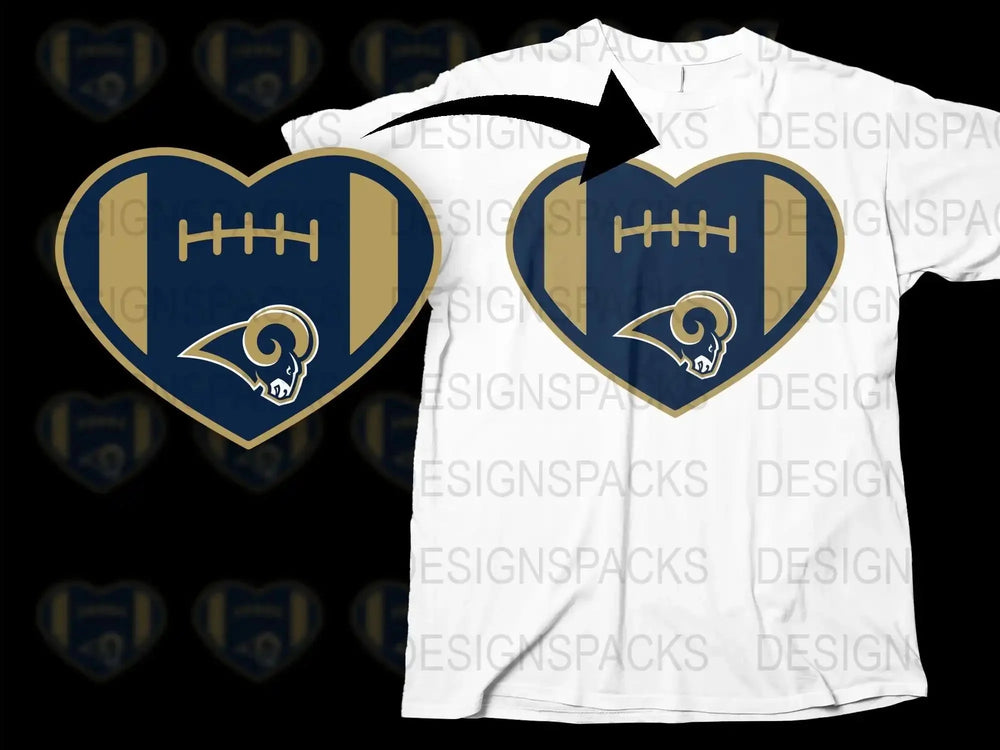 Los Angeles Rams Heart T-Shirt, Football Love Graphic Tee, Sports Fan Apparel, Unisex Casual Wear
