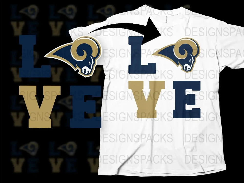 Los Angeles Rams Love Design T-Shirt, Unisex Graphic Tee, Football Fan Apparel