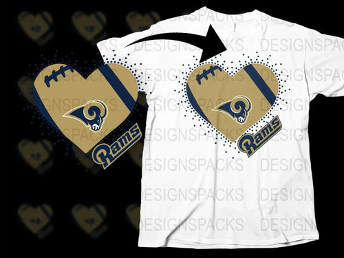Los Angeles Rams Heart T-Shirt, NFL Team Graphic Tee, Football Fan Gift, Casual Sportswear
