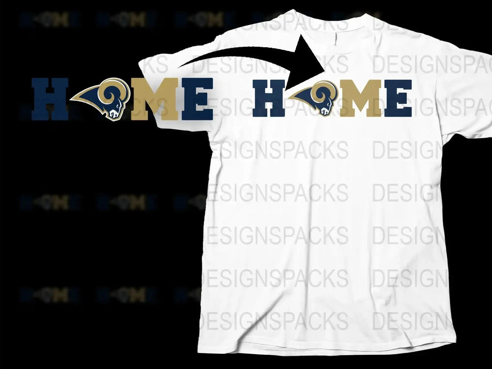 Los Angeles Rams Home Graphic T-Shirt, NFL Team White Tee, Sports Casual Wear