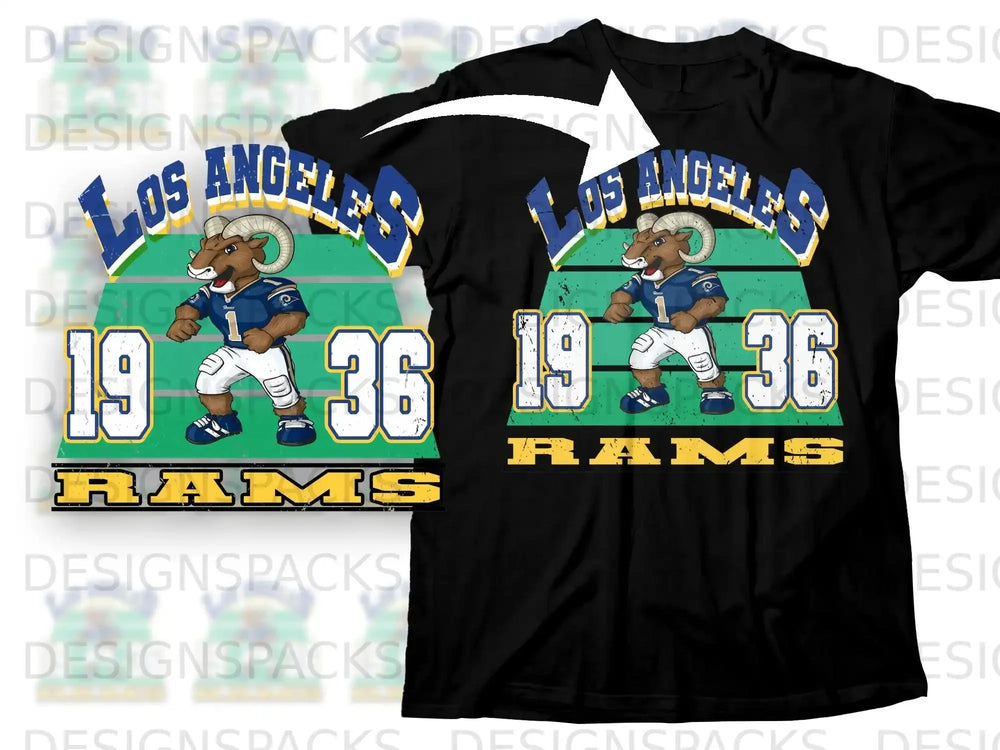 Los Angeles Rams 1936 Cartoon Mascot Graphic T-Shirt