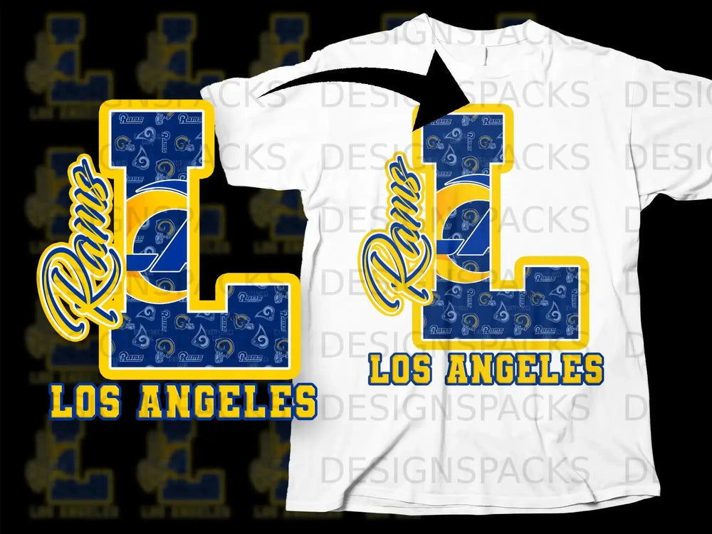 Los Angeles Rams L Design Football Fan T-Shirt