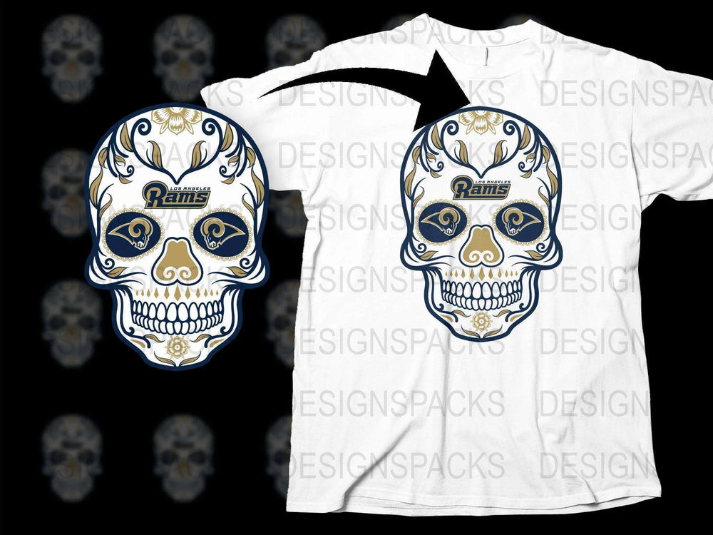 Men's Graphic T-Shirt, Rams Skull Design, Bold Blue and White, Casual Streetwear, Unique Fashion Top, Cool Skull Apparel