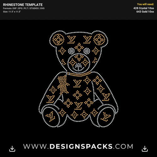 Louis Vuitton Bear Rhinestone Digital Template