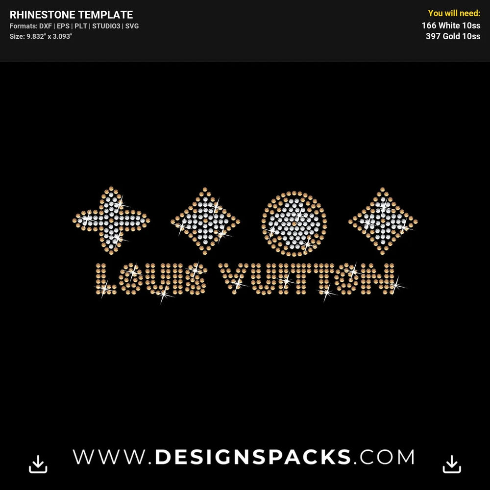 Louis Vuitton Logo Symbols Rhinestone Digital Template