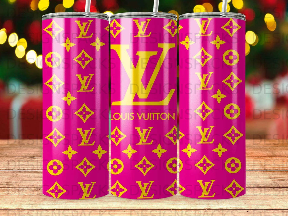 Louis Vuitton Monogram Hot Pink Yellow Tumbler Digital Wrap Design