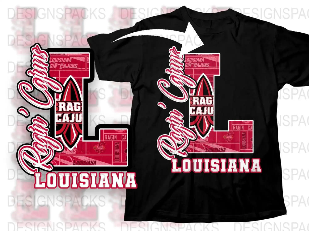 Raging Cajun Louisiana Graphic T-Shirt, Bold Red and White Design, Casual Wear