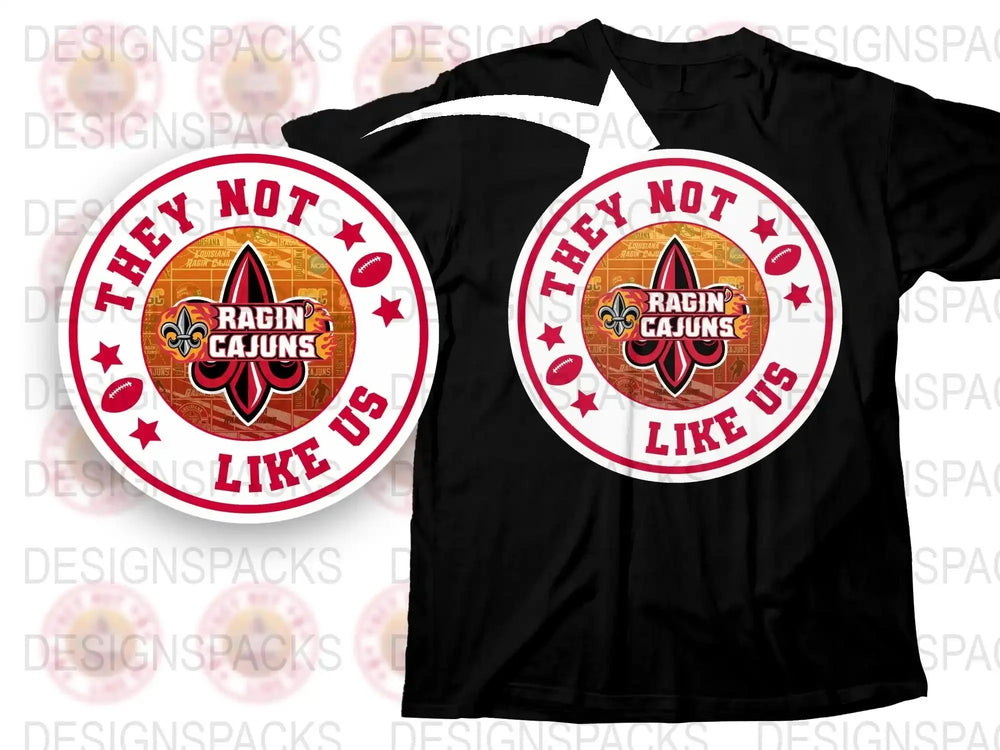 Ragin' Cajuns Graphic T-Shirt, Black Cotton Tee, Bold Red and White Logo, Casual Sportswear, Unisex Fit