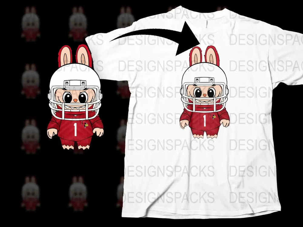 Cute Rabbit Football Player T-Shirt, Kids Sports Graphic Tee, Cartoon Animal Design, Unisex Children's Clothing