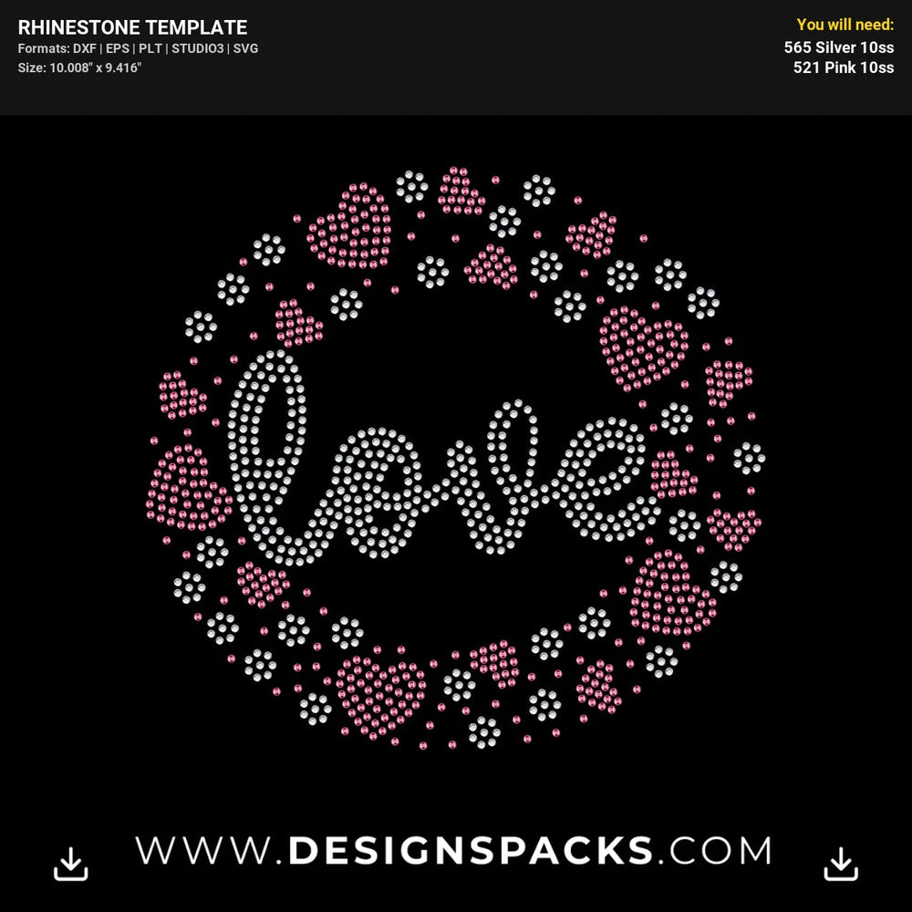 Love Circle Rhinestone Digital Template
