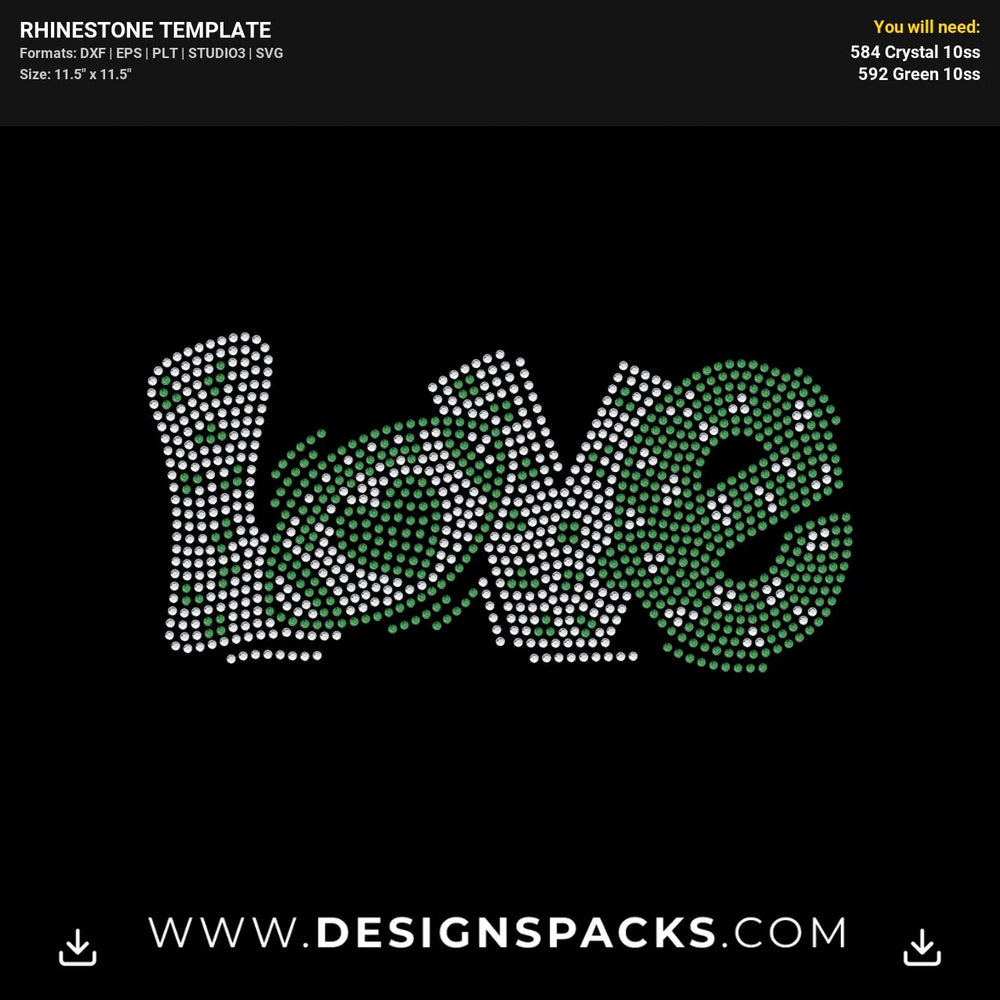 Love Football Heart Rhinestone Digital Template