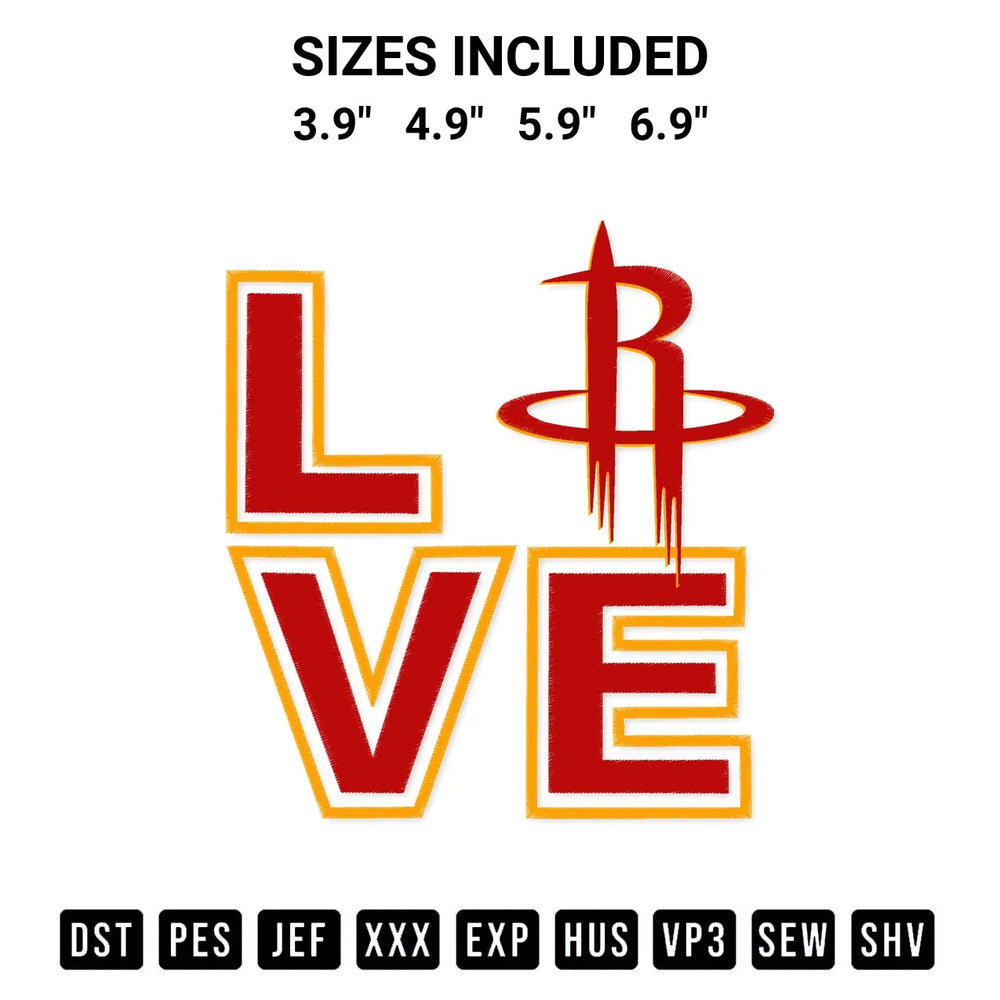 Love Houston Rockets Embroidery Design