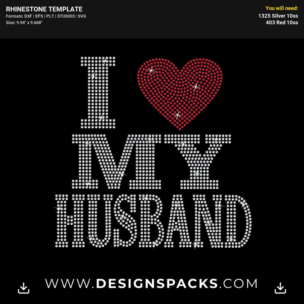 Love Husband Rhinestone Digital Template