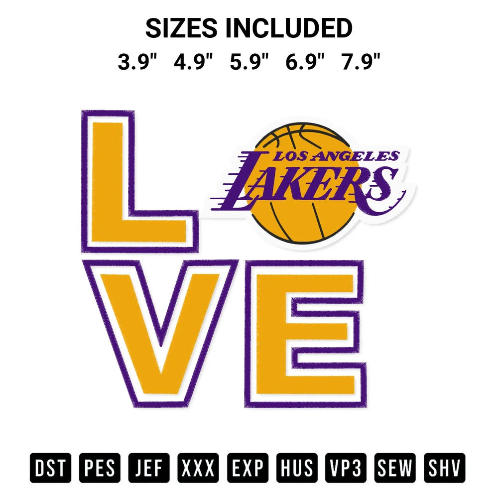 Love Los Angeles Lakers Embroidery Design