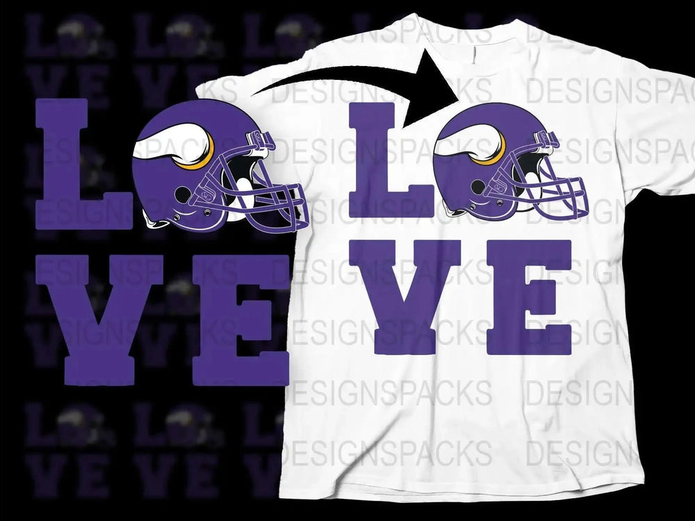 Sports Love Football Helmet Graphic T-Shirt, Purple White Fan Apparel, Unisex Casual Tee