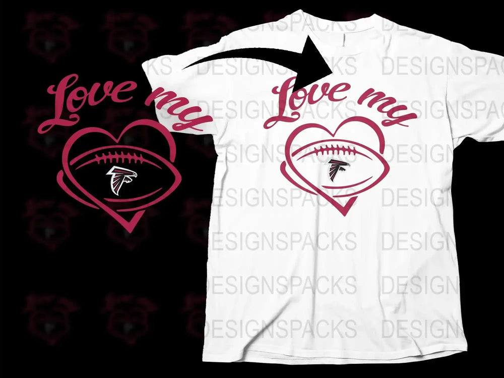 Love My Team Graphic T-Shirt, Atlanta Football Heart Design, Trendy Sports Fan Apparel, Unisex Fit