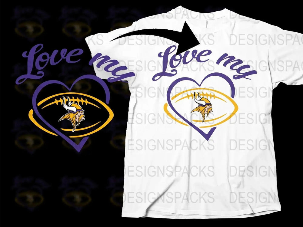 Love My Team T-Shirt, Sports Heart Design, Customizable Colors, Football Fan Apparel, Unisex Fit