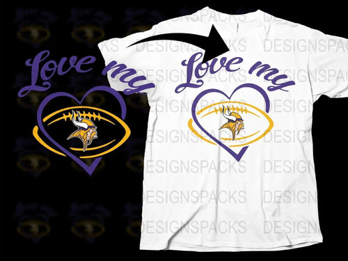 Love My Team T-Shirt, Sports Heart Design, Customizable Colors, Football Fan Apparel, Unisex Fit