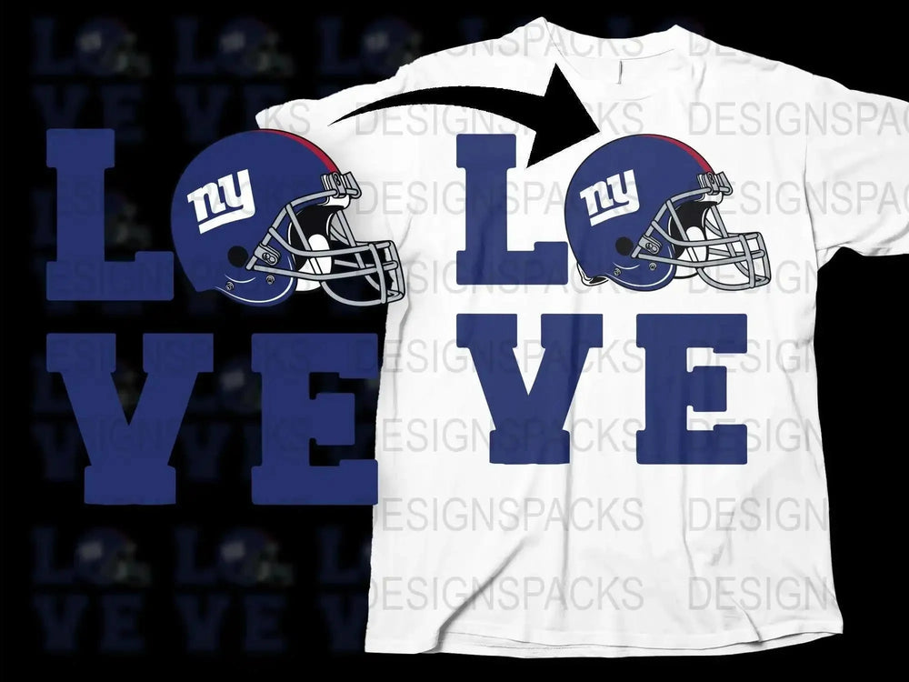 New York Football Love T-Shirt, Sports Fan Apparel, Graphic Helmet Design Tee, Gift for Fans
