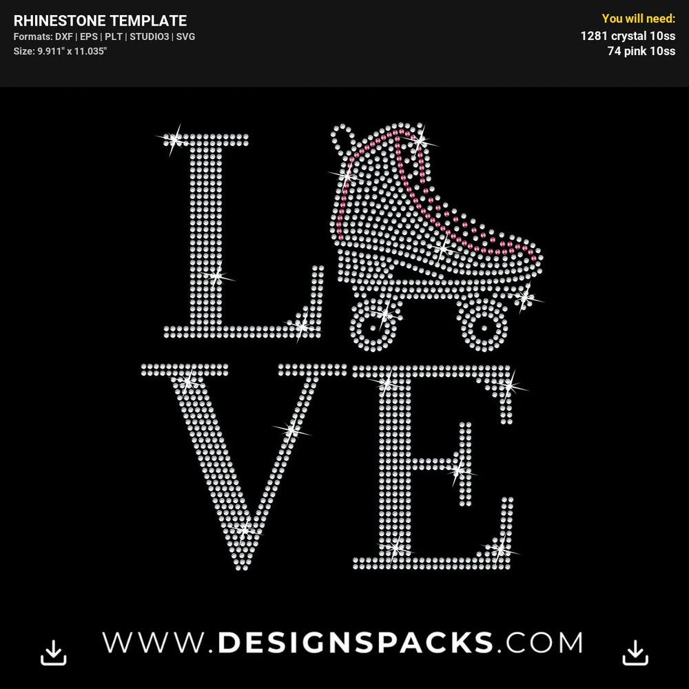Love Roller Skates Updated Rhinestone Digital Template