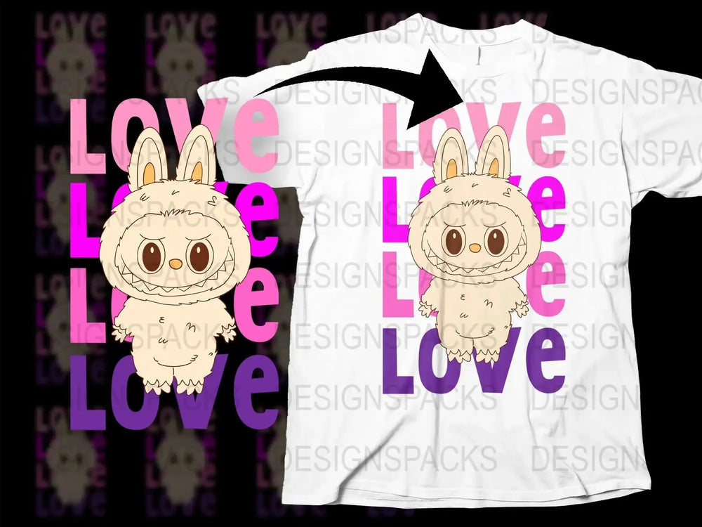 Love Valentine's Day Cute Buru Buru Labubu Png Digital Download