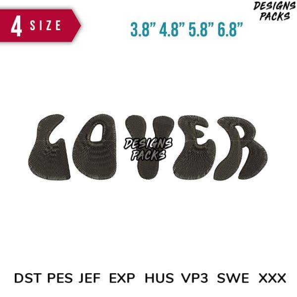 Embroidery design 'LOVER' in 4 sizes, stitch-ready formats DST PES JEF EXP for instant download