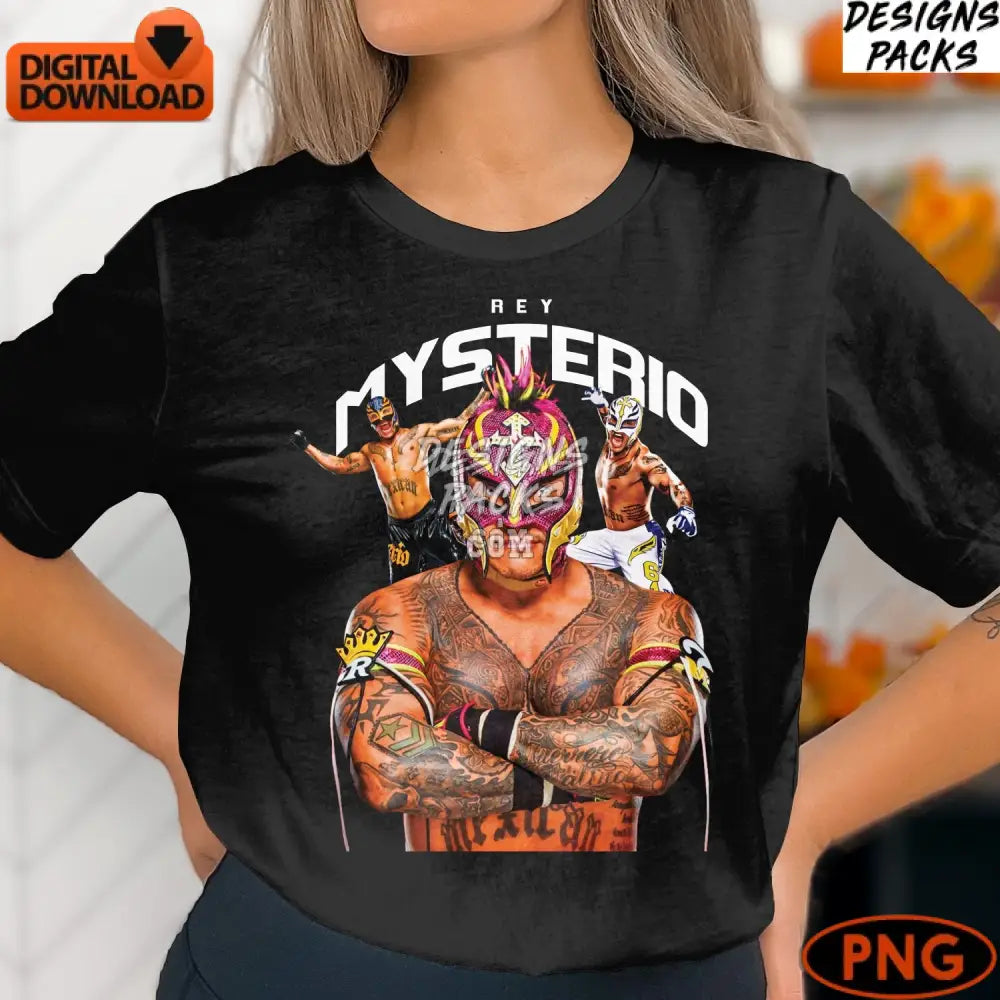 Luchador Mask Digital Art Mexican Wrestler Png Colorful Wrestling Fans Instant Download Artwork