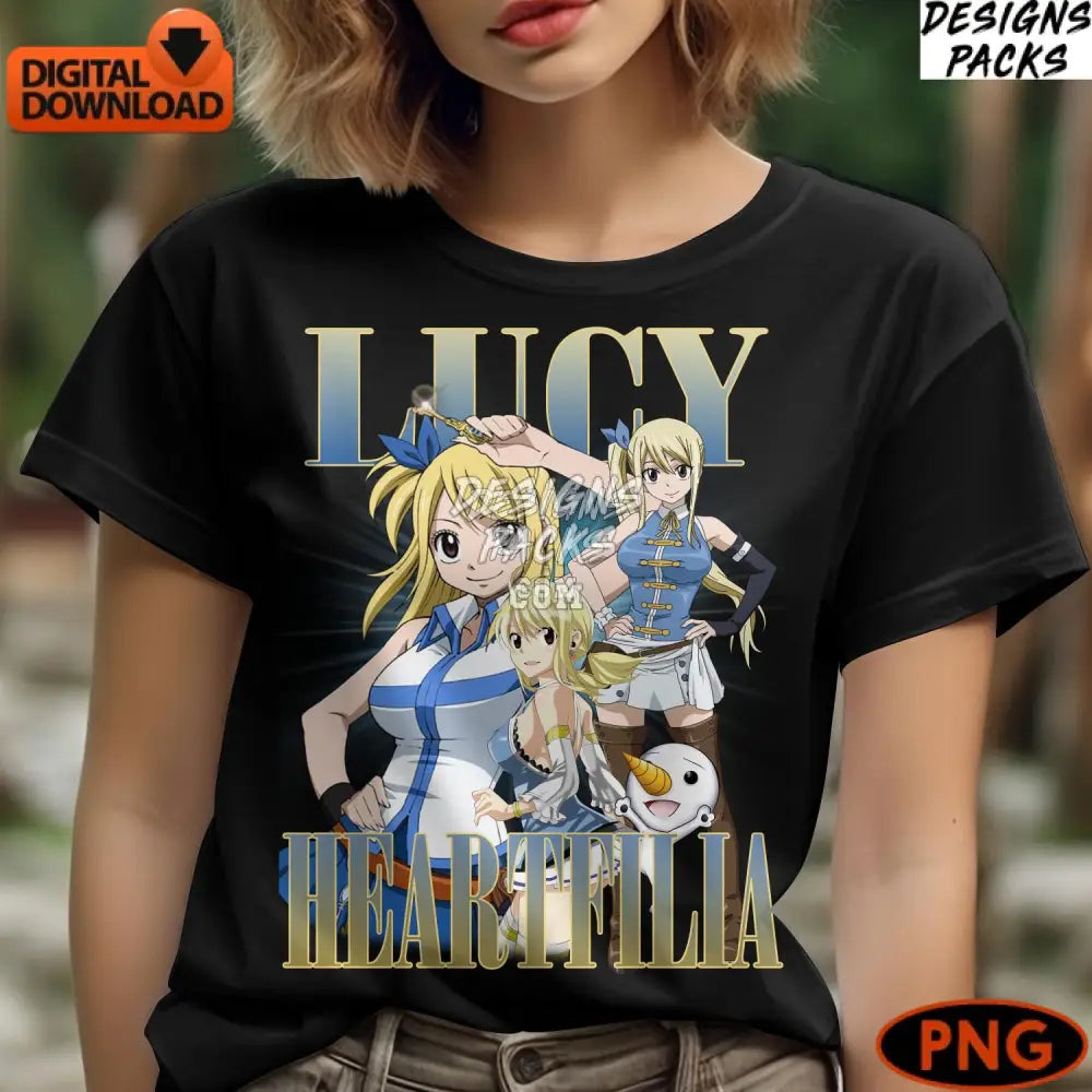 Lucy Heartfilia Anime Character Digital Art Fairy Tail Manga Inspired Png Download