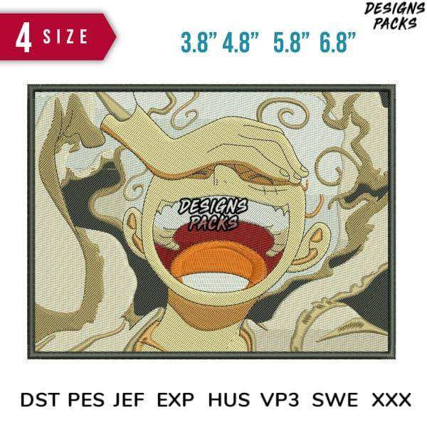 Anime-style embroidery design with 4 sizes, print-ready formats for DTF, DTG, tumbler wraps
