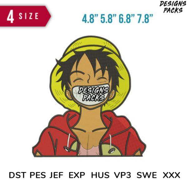 Anime character embroidery design in 4 sizes, compatible with DST PES JEF formats for instant download