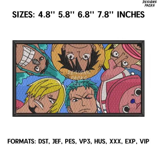 Luffy, Usopp. Zoro. Sanji, Chopper Embroidery Design File, One Piece Anime Embroidery Design, Machine embroidery