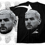 Monochrome Graphic Face Design Printed T-Shirt