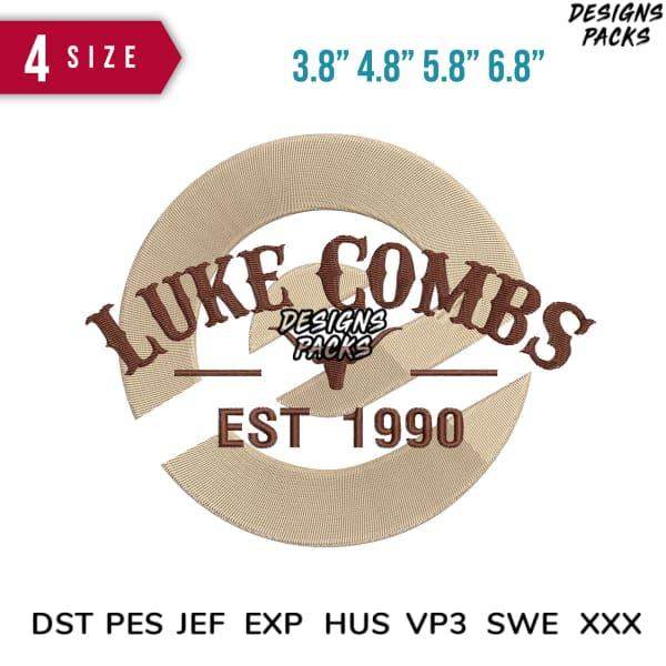 Luke Combs embroidery design in 4 sizes, print-ready formats for instant download