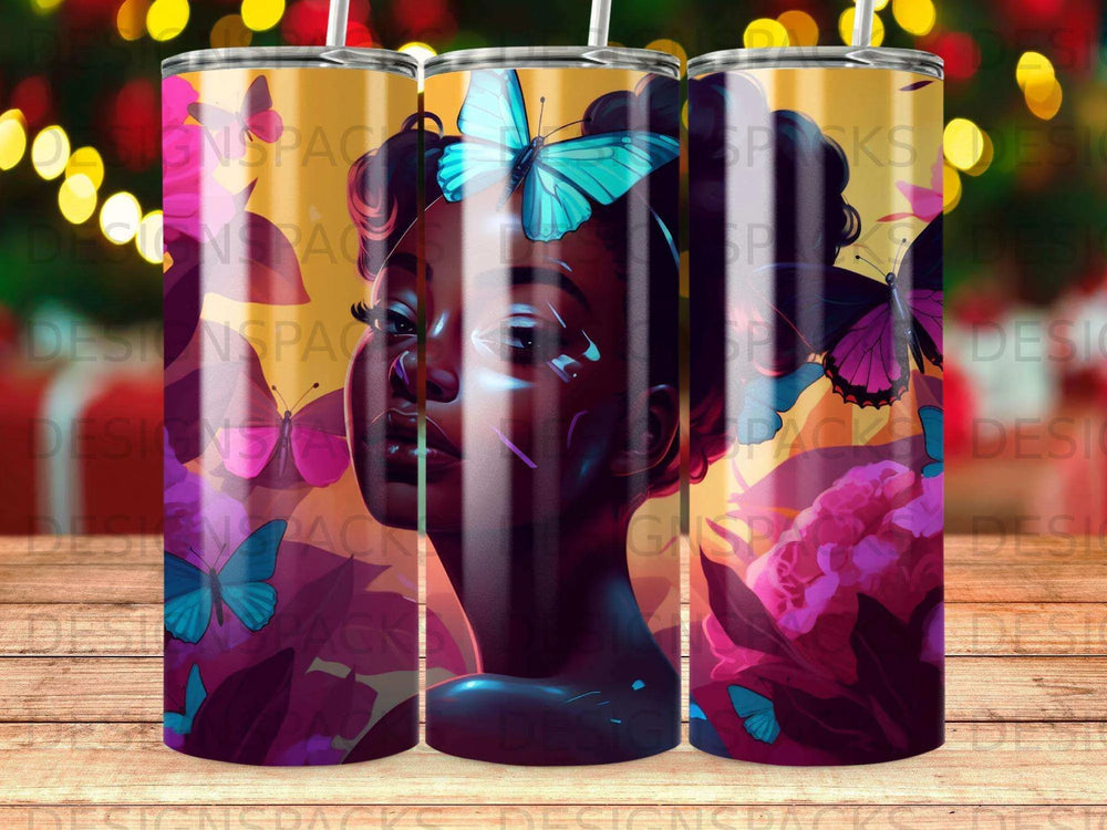 Luminous Butterfly Empress Tumbler Digital Wrap Design
